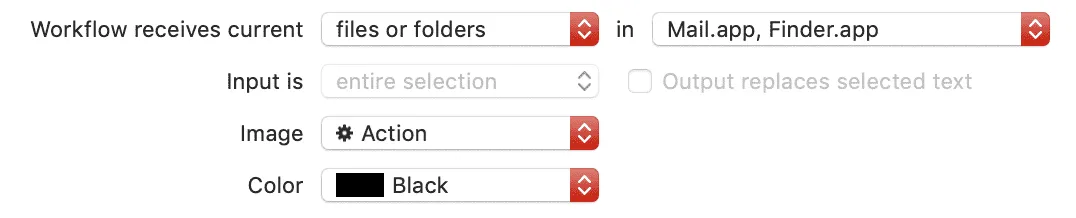 The configuration panel from the Finder.app showing the fields we should change.