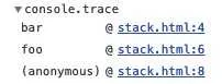 Chrome web console.trace(); output.